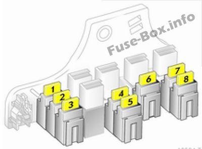 Схема блока предохранителей в багажнике (версия A): Opel / Vauxhall Zafira B (2009, 2010, 2011, 2012, 2013, 2014)