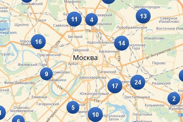 Карта пунктов техосмотра