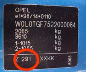 Код краски на автомобиле Opel