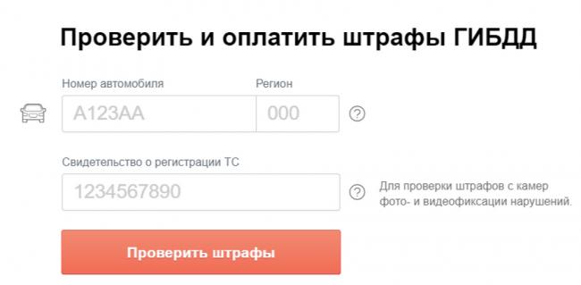 Заполните номер авто, СТС, прав и укажите электронную почту. Почта нужна, чтобы не пропустить новые штрафы