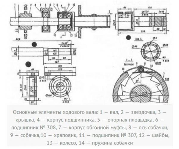 чертеж ходового вала мотоблока