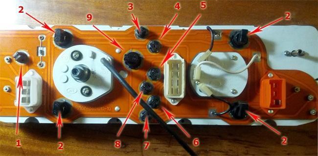 Схема ламп на панели ВАЗ 2107
