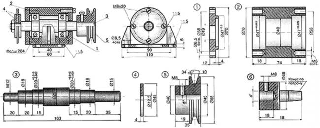Сборочный чертеж вала для циркулярного станка закрытого типа