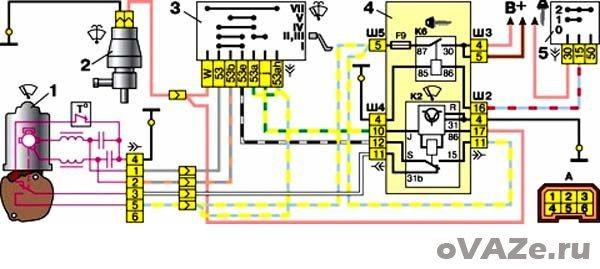 Схема включения омывателя и очистителя ветрового стекла ваз 2110